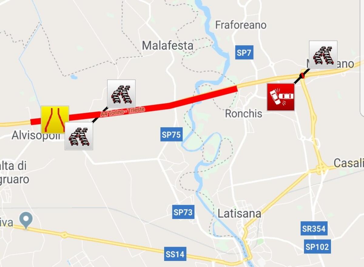 Incidente in A4, 5 chilometri di code tra Portogruaro e Latisana - 