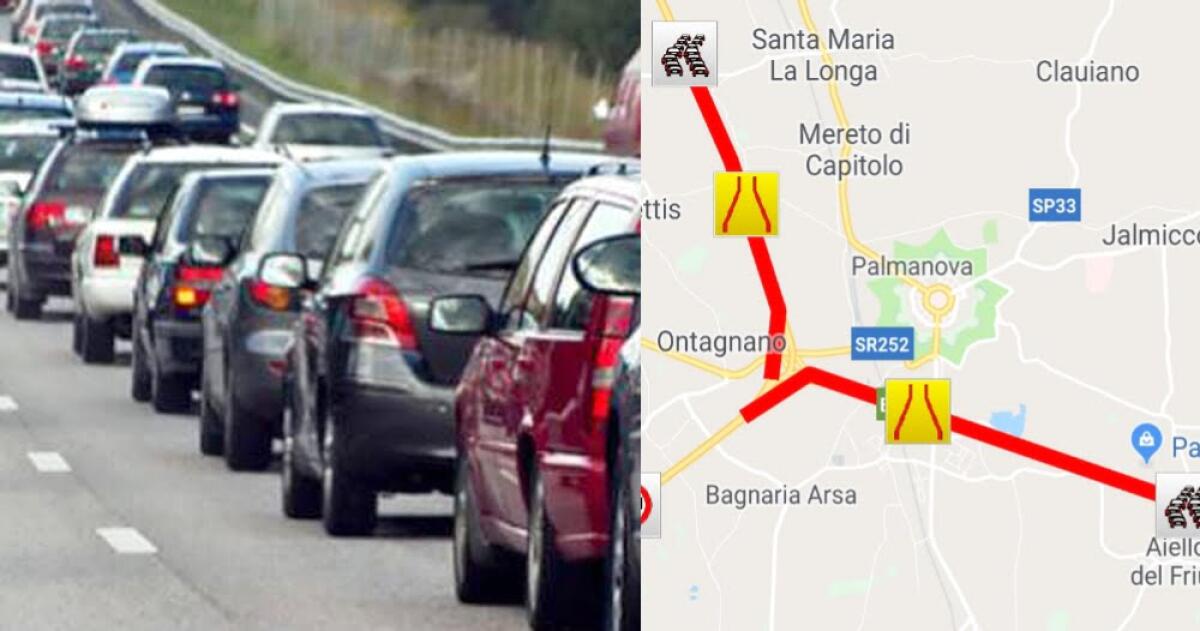 Incidente sul nodo di Palmanova, svincolo di entrata chiuso, 6 km di coda - 
