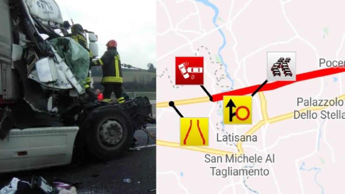 Tamponamento in A4,  chiusa l'autostrada tra Latisana e Portogruaro - 