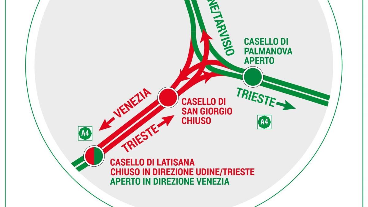 Chiusura tratto nodo A4/A23 e Latisana nel week end - 
