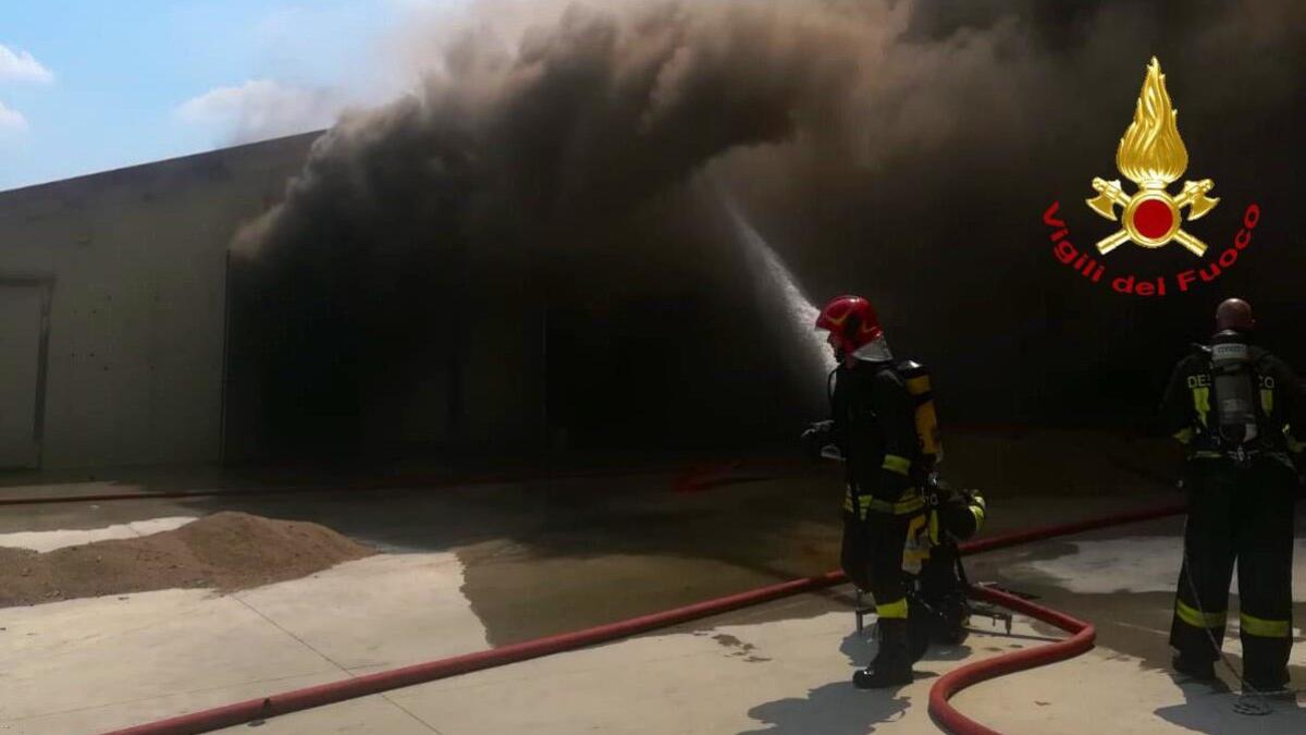 Vasto incendio in corso in uno stabilimento avicolo - 