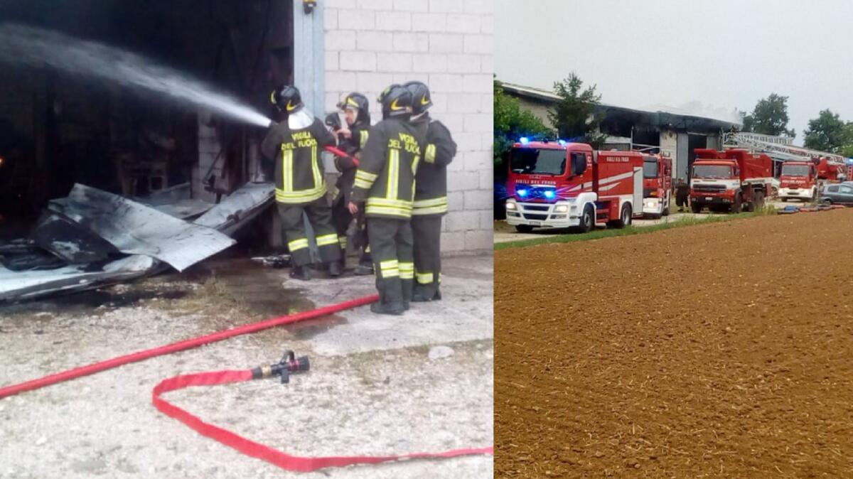 A fuoco un capannone a Santa Maria di Sclaunicco - 