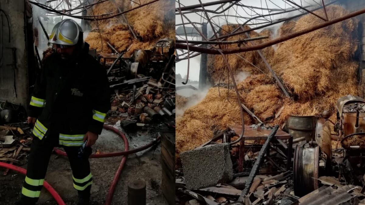 Torre di Mosto: incendio in un capannone agricolo, maxi lavoro per i vigili del fuoco - 