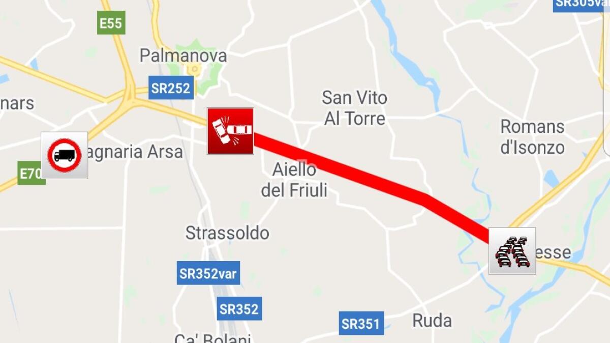 A4, incidente tra Villesse e Palmanova: traffico paralizzato - 