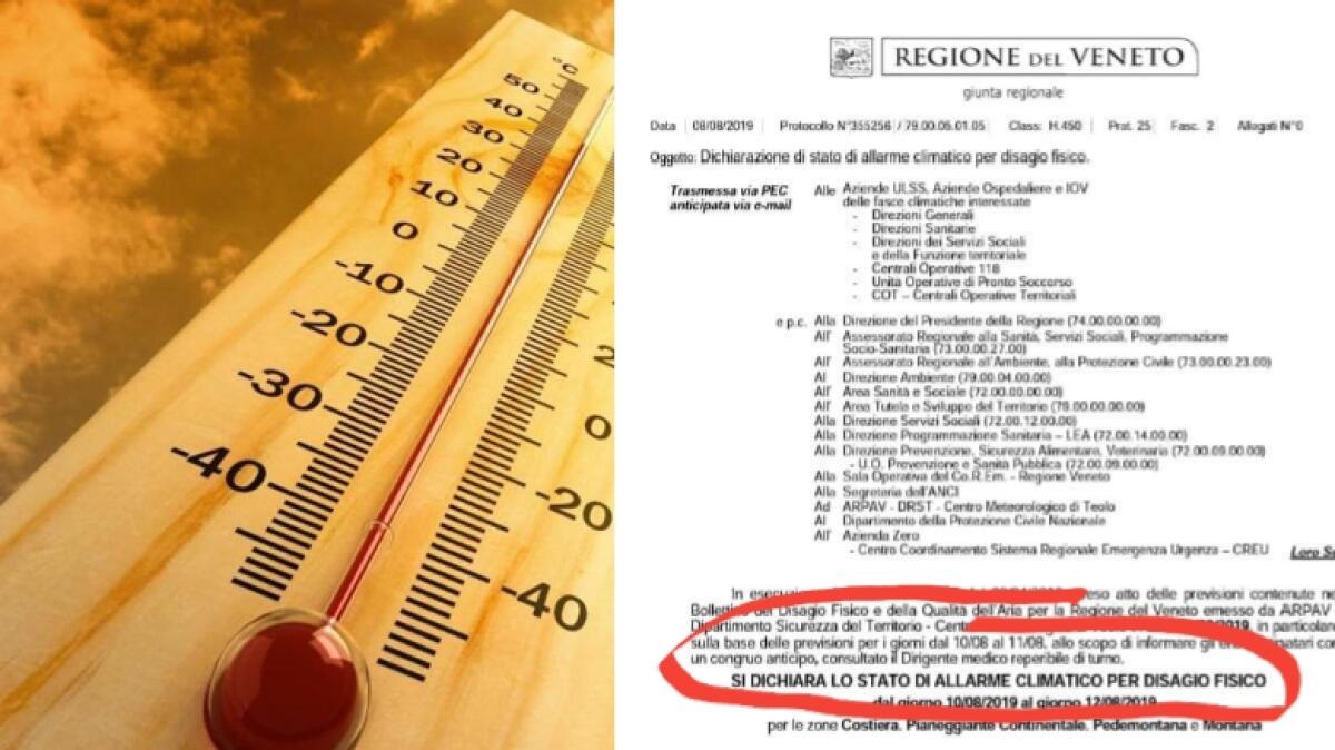 Veneto, caldo torrido in arrivo: la Regione dichiara lo stato di "Allarme Climatico" - 