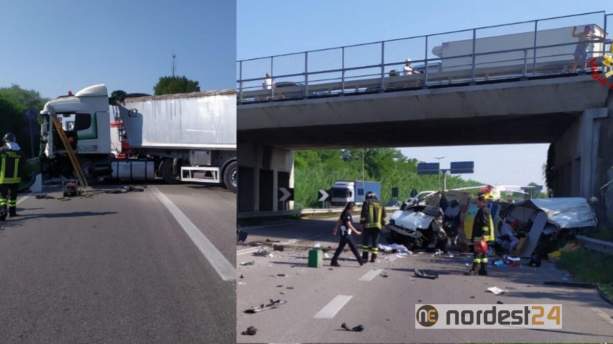 Incidente tra camion e furgone: un ferito, strada Romea chiusa - 