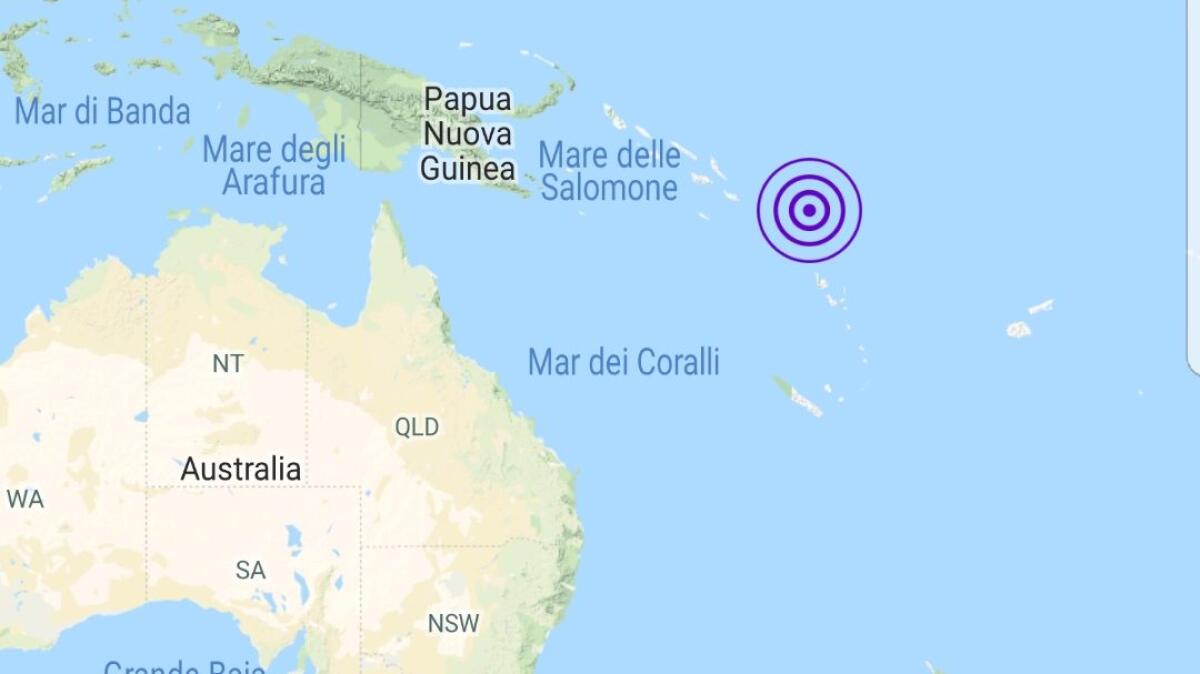 Violenta scossa di terremoto isole Salomone, Salomon Is Sea - 