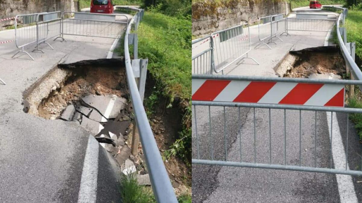 La frana si mangia un pezzo di strada: si apre una voragine nella notte - 