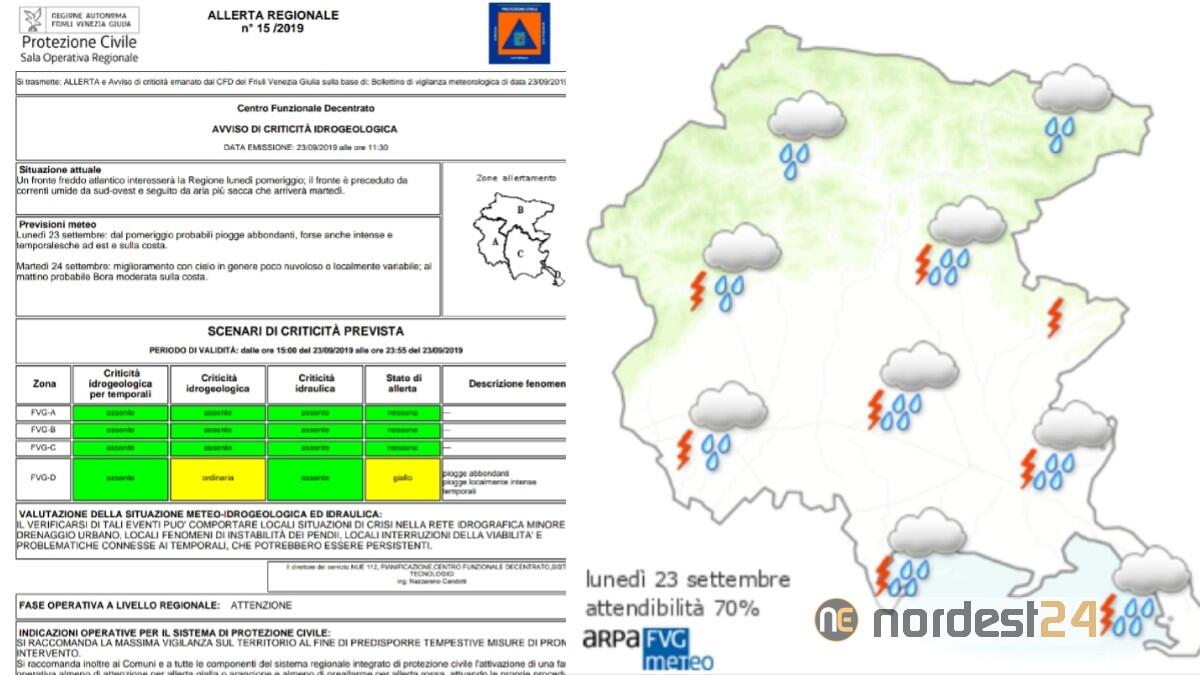 Friuli, allerta meteo per forti temporali nelle prossime ore - 