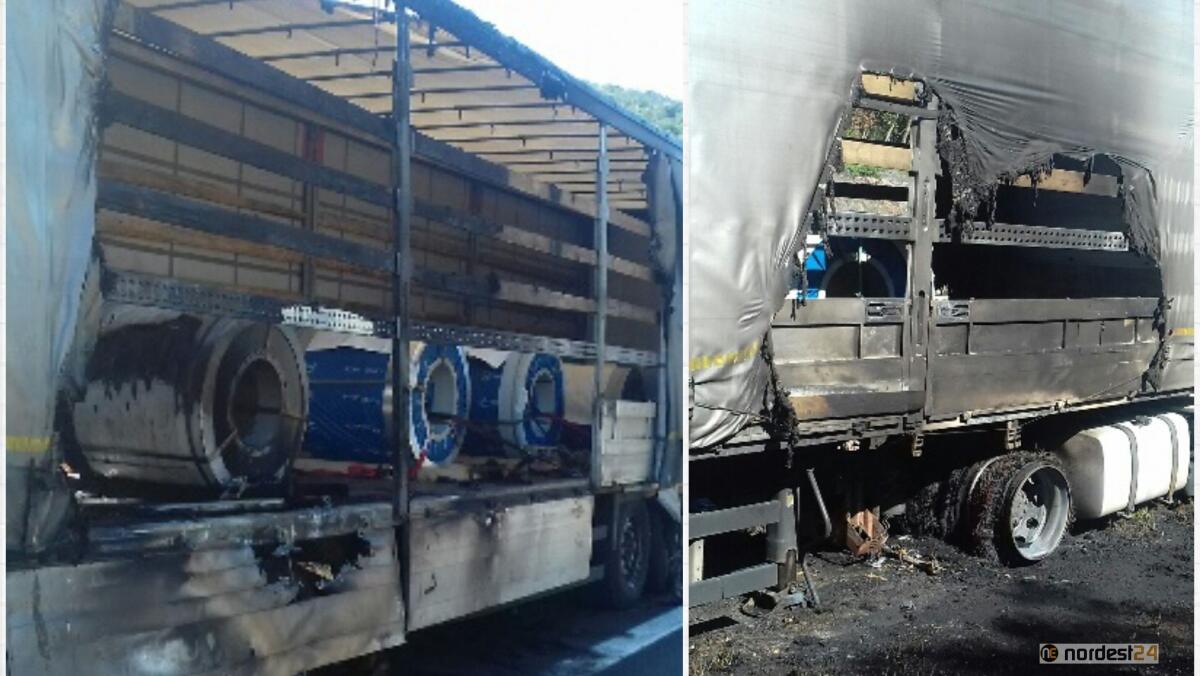 A4, camion a fuoco tra Redipuglia e Lisert - 