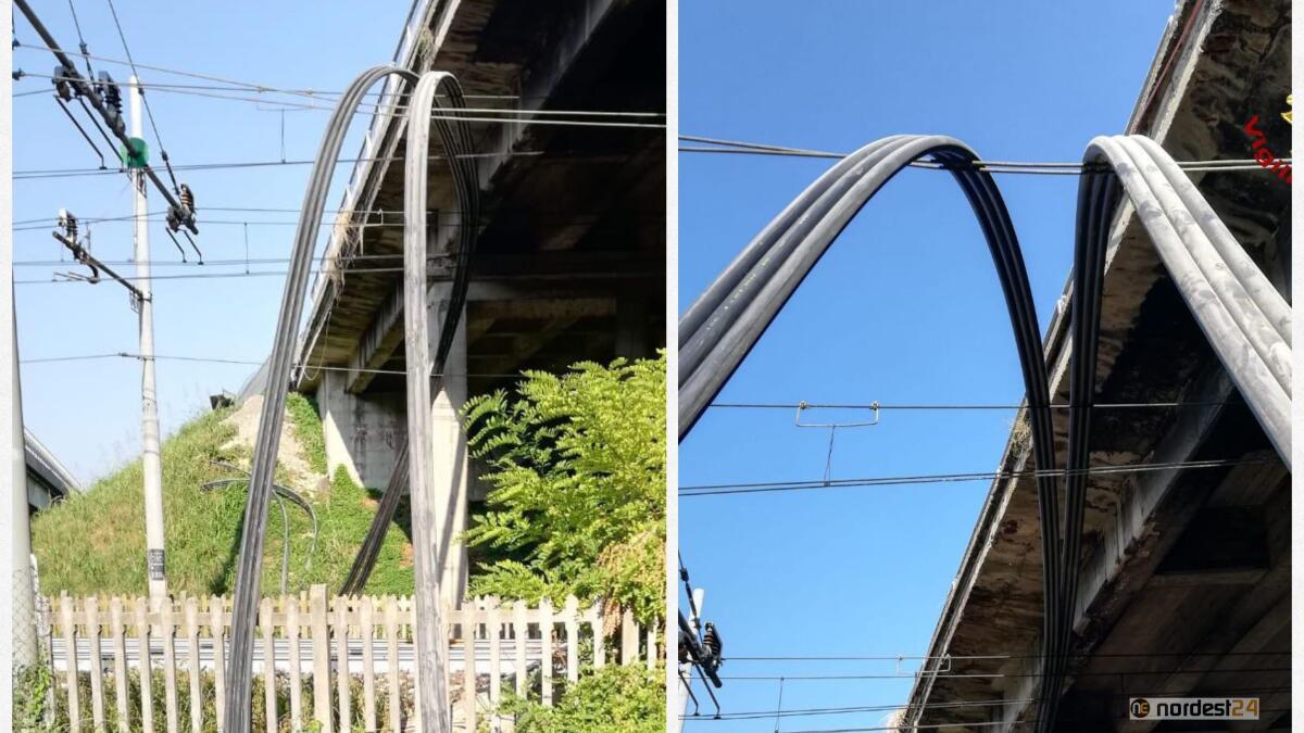 Padova, si staccano i tubi dal cavalcavia e cadono sui binari: treni bloccati - 