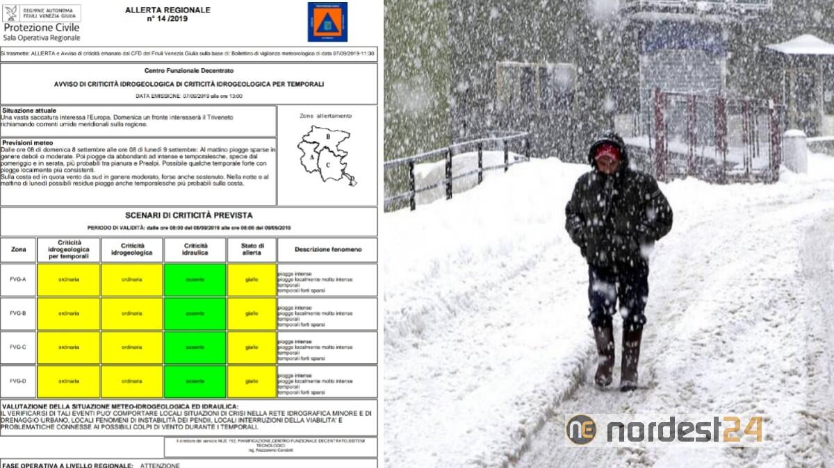 Scatta l'allerta meteo: domani piogge intense e le prime nevicate - 