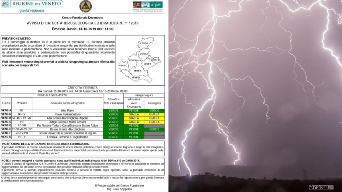 Maltempo a Nordest: allerta gialla per la fascia pedemontana e prealpina - 