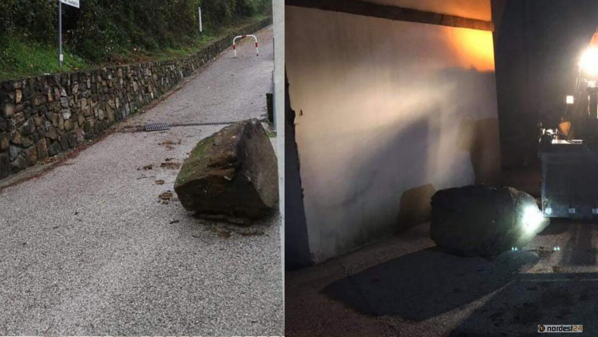 Paura a Cormons (Go): grossa pietra si stacca e piomba sulla strada - 