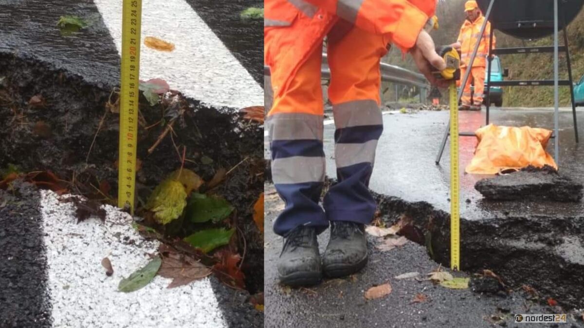 Maltempo, cede l'asfalto sulla Sp 3 “Valle Imperina”: strada chiusa - 