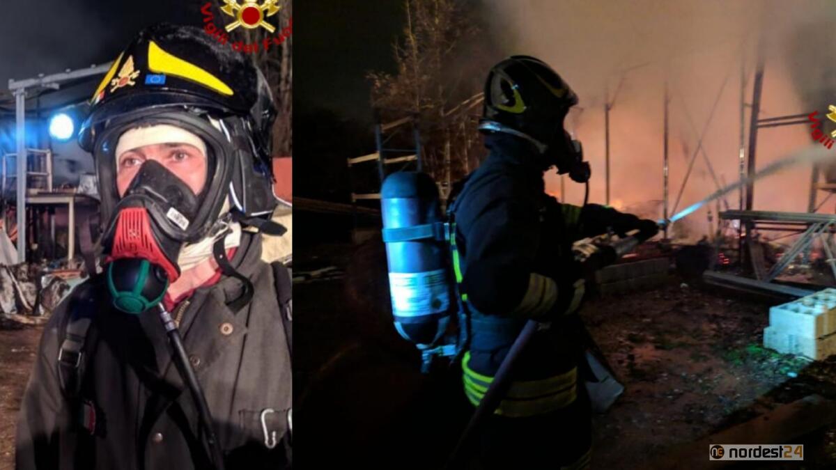 Violento incendio nel capannone di mobili: 21 pompieri sul posto - 