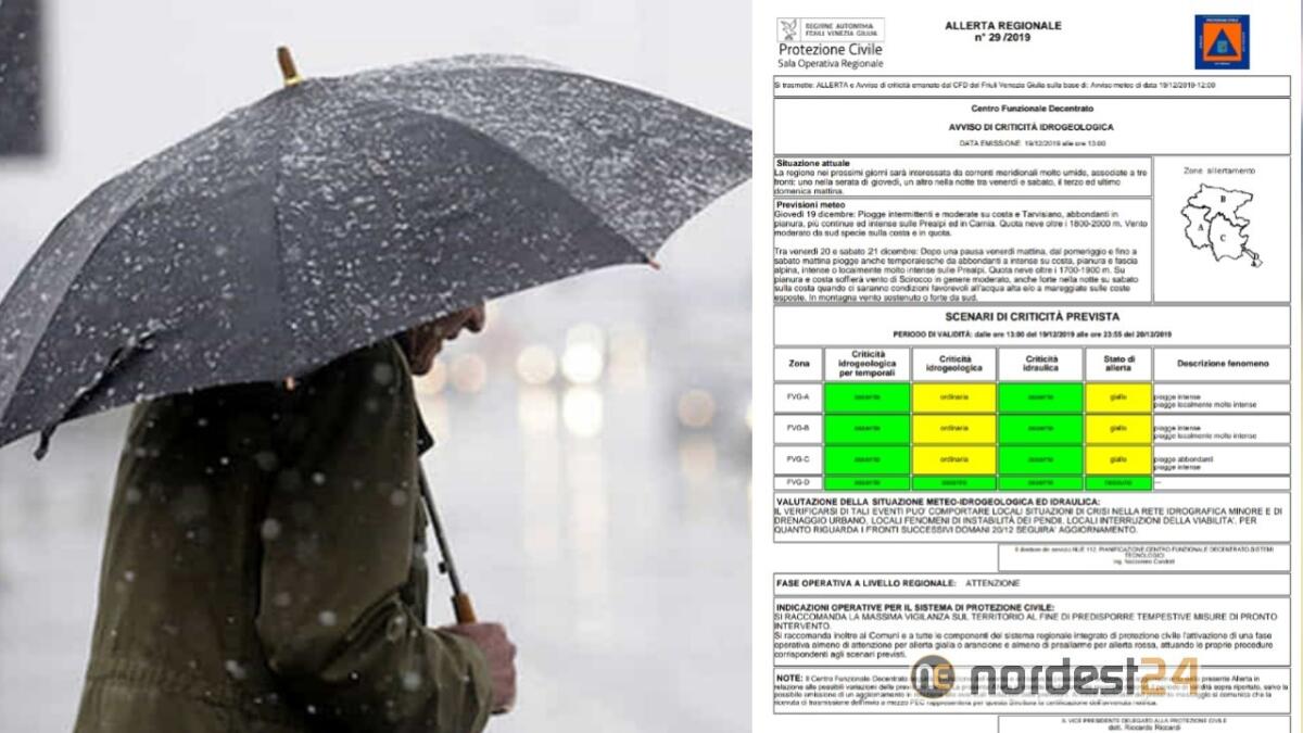 Maltempo, piogge abbondanti in arrivo: c'è l'allerta meteo - 