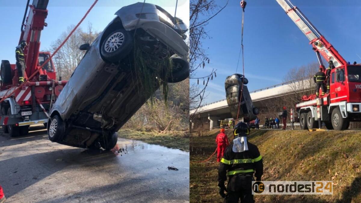Cavolano di Sacile, recuperata l'auto nel fiume Livenza - 