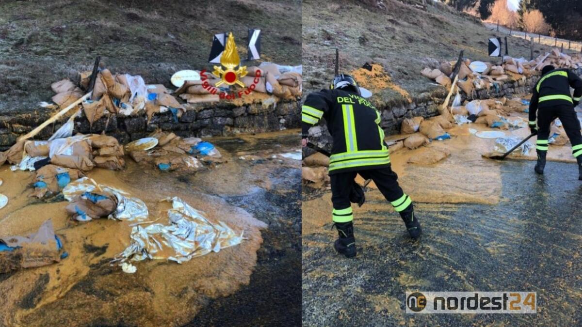 Camion perde il carico, strada invasa dal succo d'arancia e zucchero - 