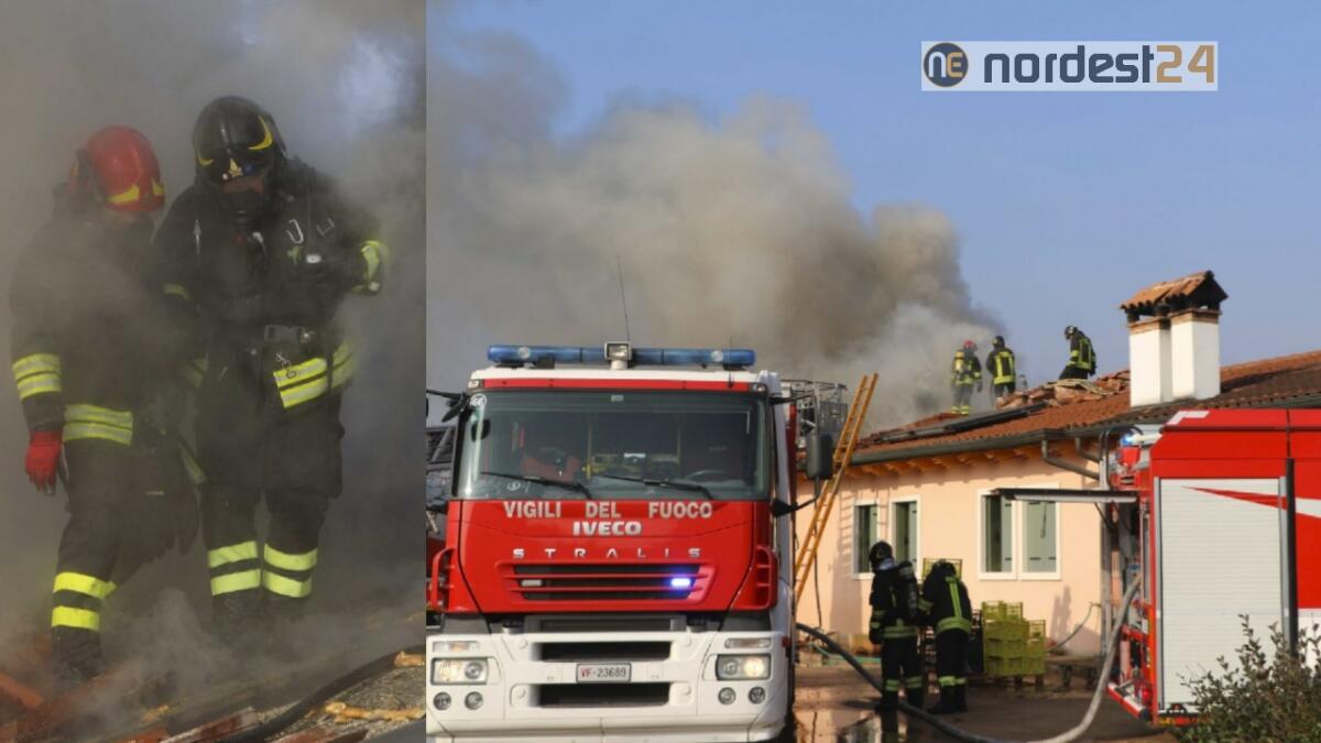 Brucia il tetto di una bifamiliare - FOTO - VIDEO - 