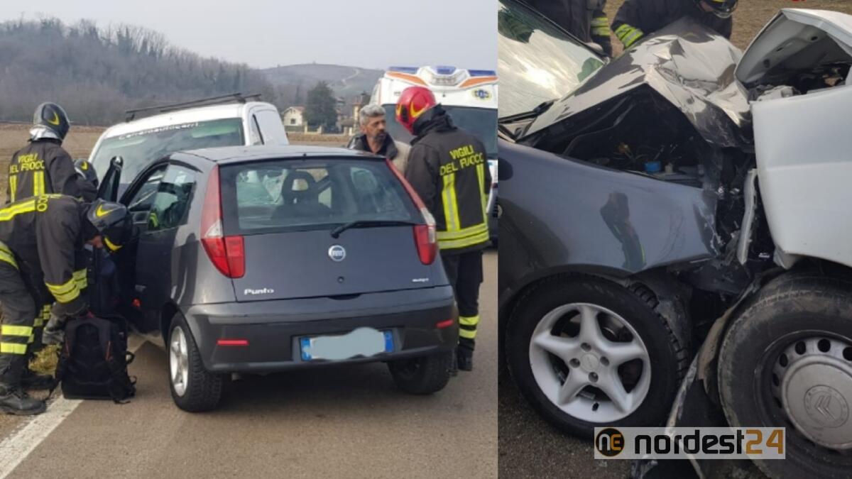 Violento scontro tra un'auto e un furgoncino: un ferito - FOTO - 