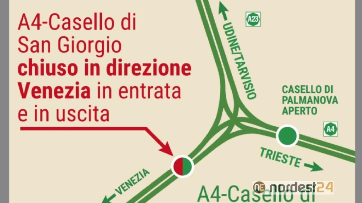 A4, chiuso da oggi il casello in entrata ed uscita di San Giorgio di Nogaro - 