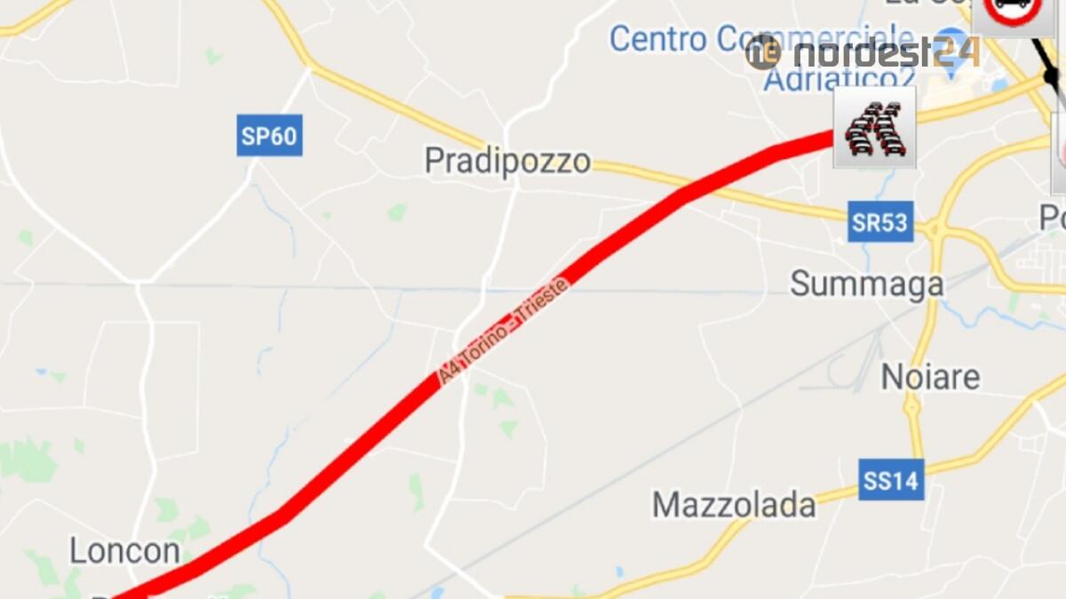 Incidente in A4 tra Portogruaro e San Stino: 7 km di coda - 