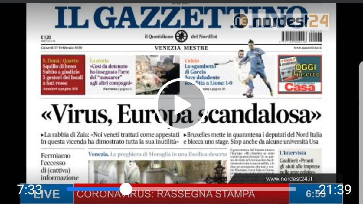 Coronavirus, rassegna stampa del 27 febbraio 2020 - 