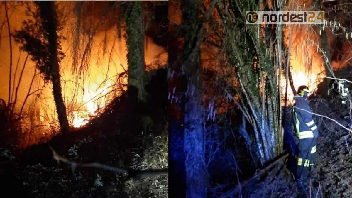 Vasto incendio boschivo sul Col Melon a Pedavena (BL) - FOTO - 