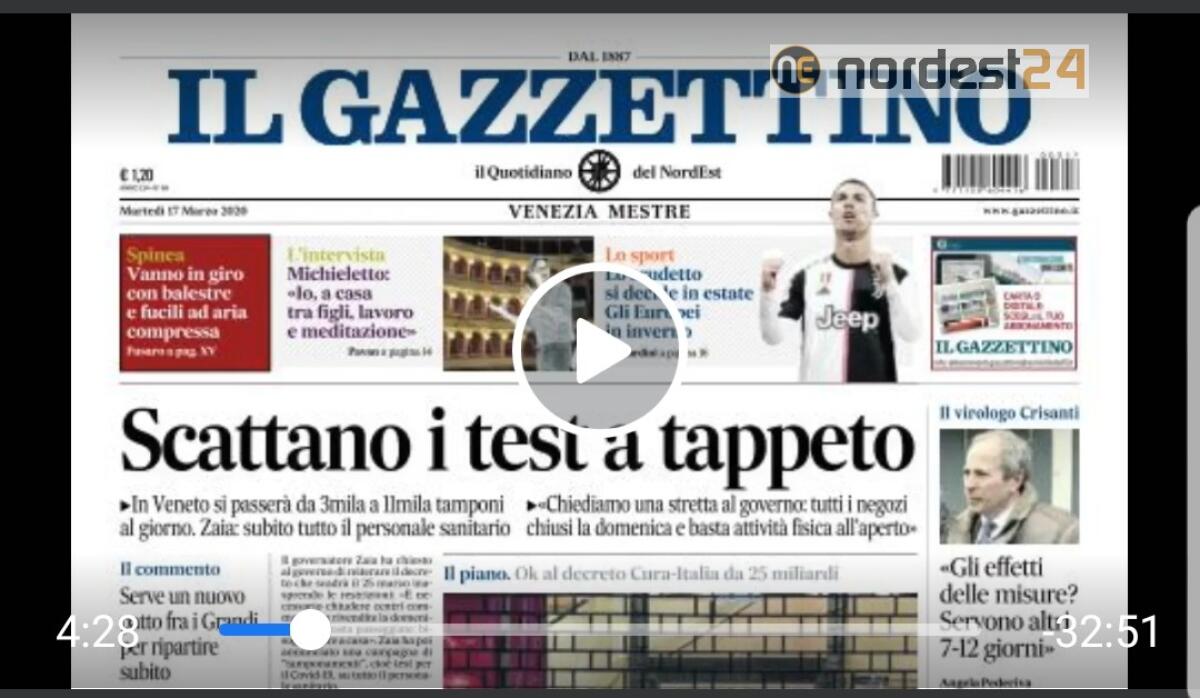 "Virus, Screening di massa". Rassegna stampa 17 marzo 2020 - 