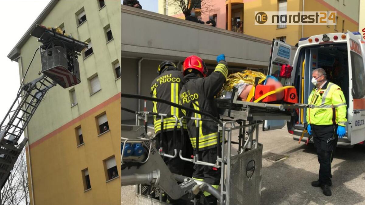 Cade in casa e si ferisce: anziano soccorso e calato dal 5° piano - 