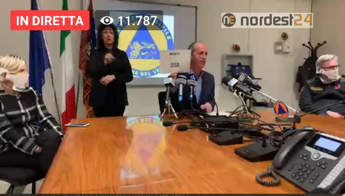 Coronavirus, Zaia in diretta: «Immagino arrivino nuove restrizioni» - VIDEO - 