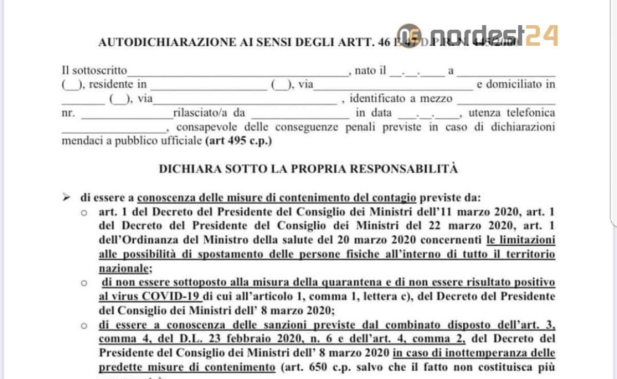 C'è il nuovo modello PDF di autocertificazione DPCM 22 marzo 2020 - 