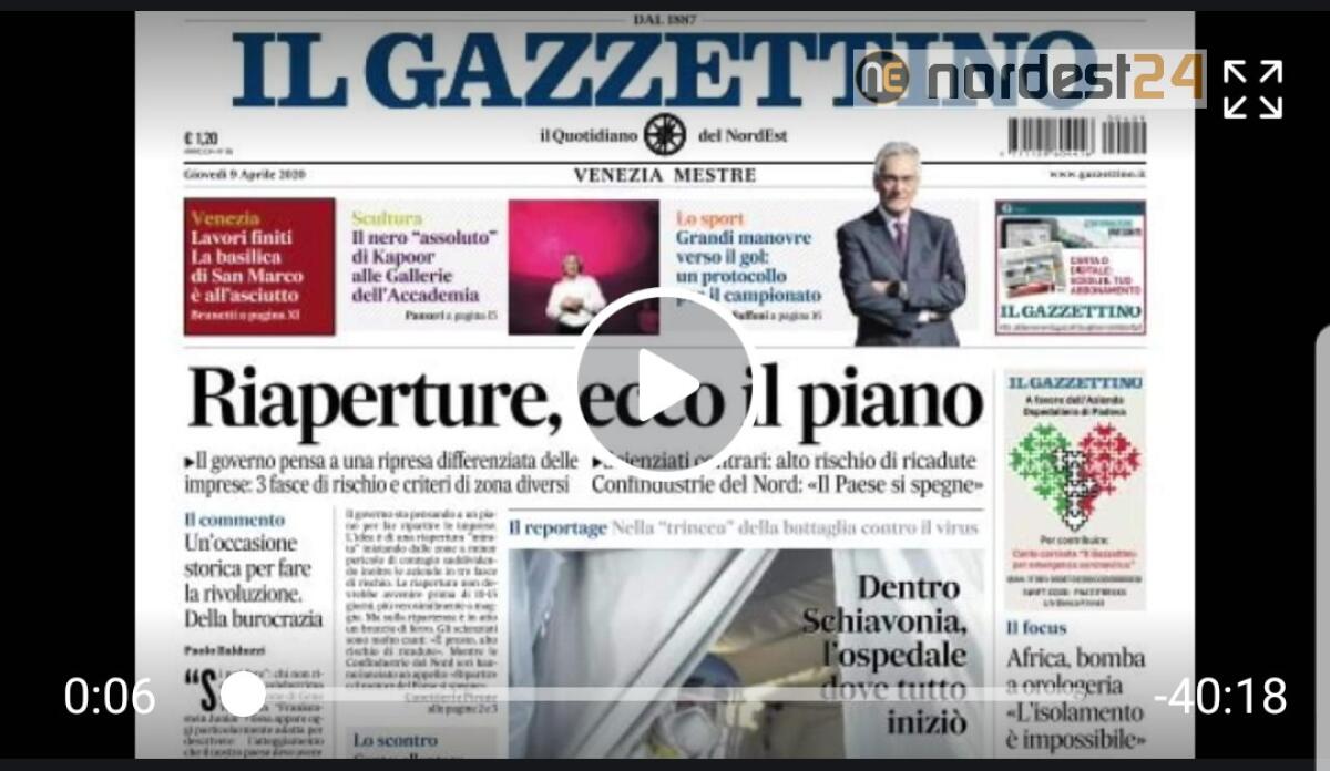 Riaperture: ecco il piano. Rassegna stampa del 09 Aprile 2020 - 