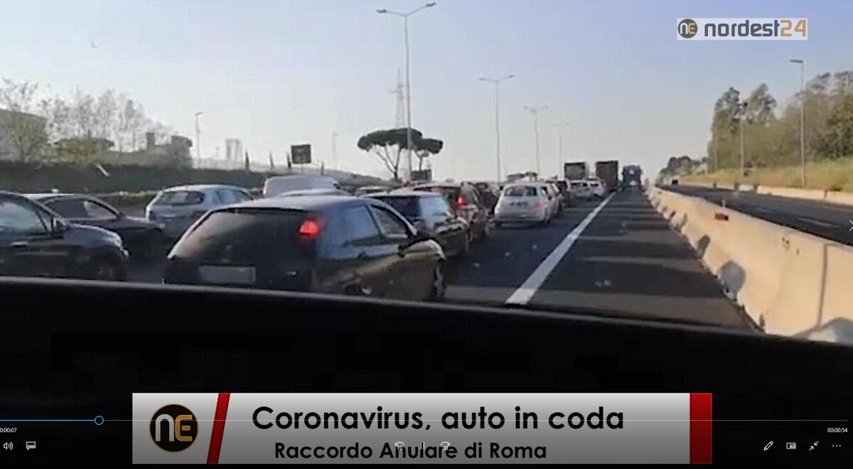 Coronavirus, auto in coda sul Raccordo Anulare di Roma - VIDEO - 