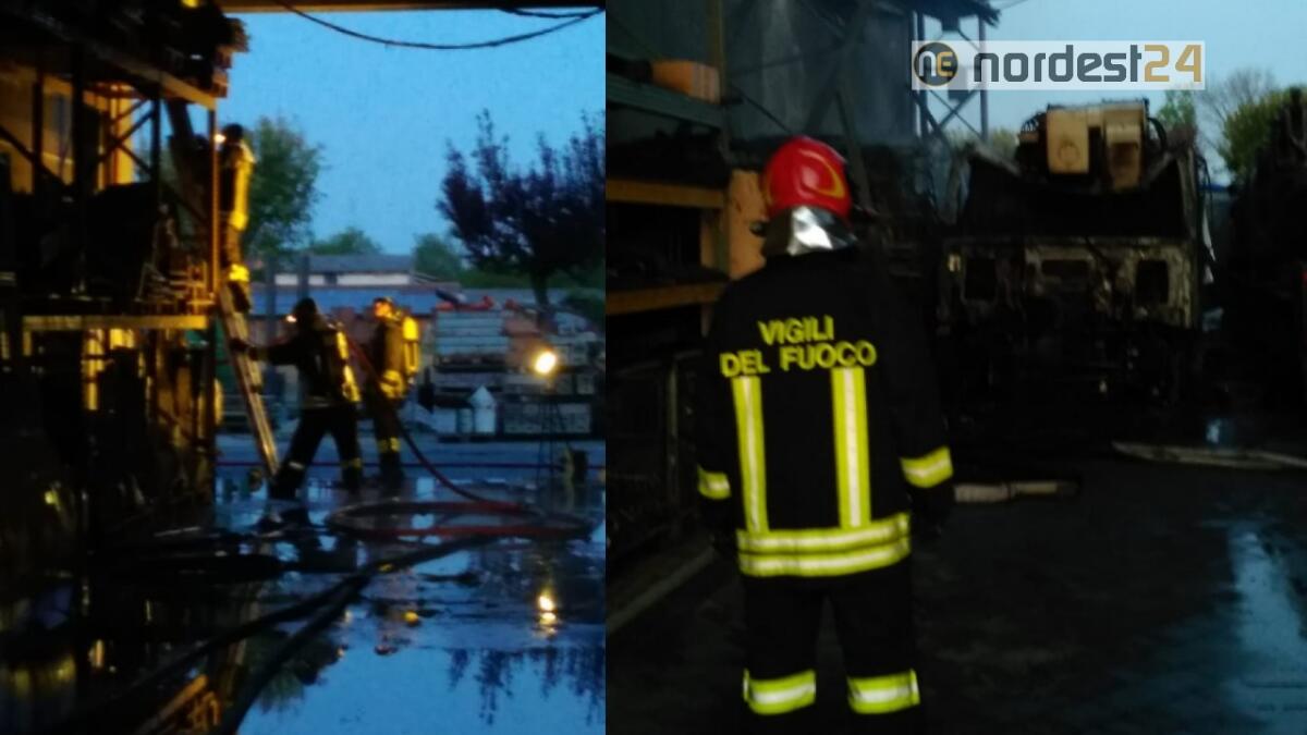 Vasto incendio a una ditta edile a Scorzè: bruciano anche auto - 