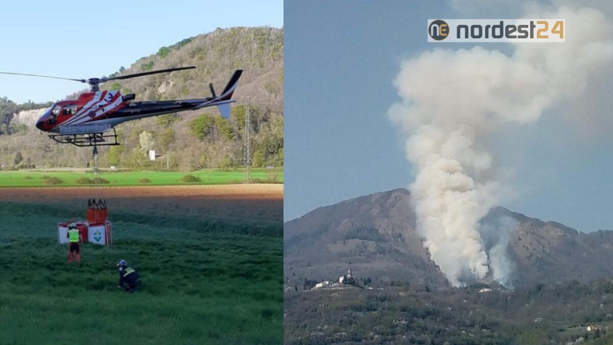 Vasto incendio boschivo in corso in comune di Crespadoro (VI) - 