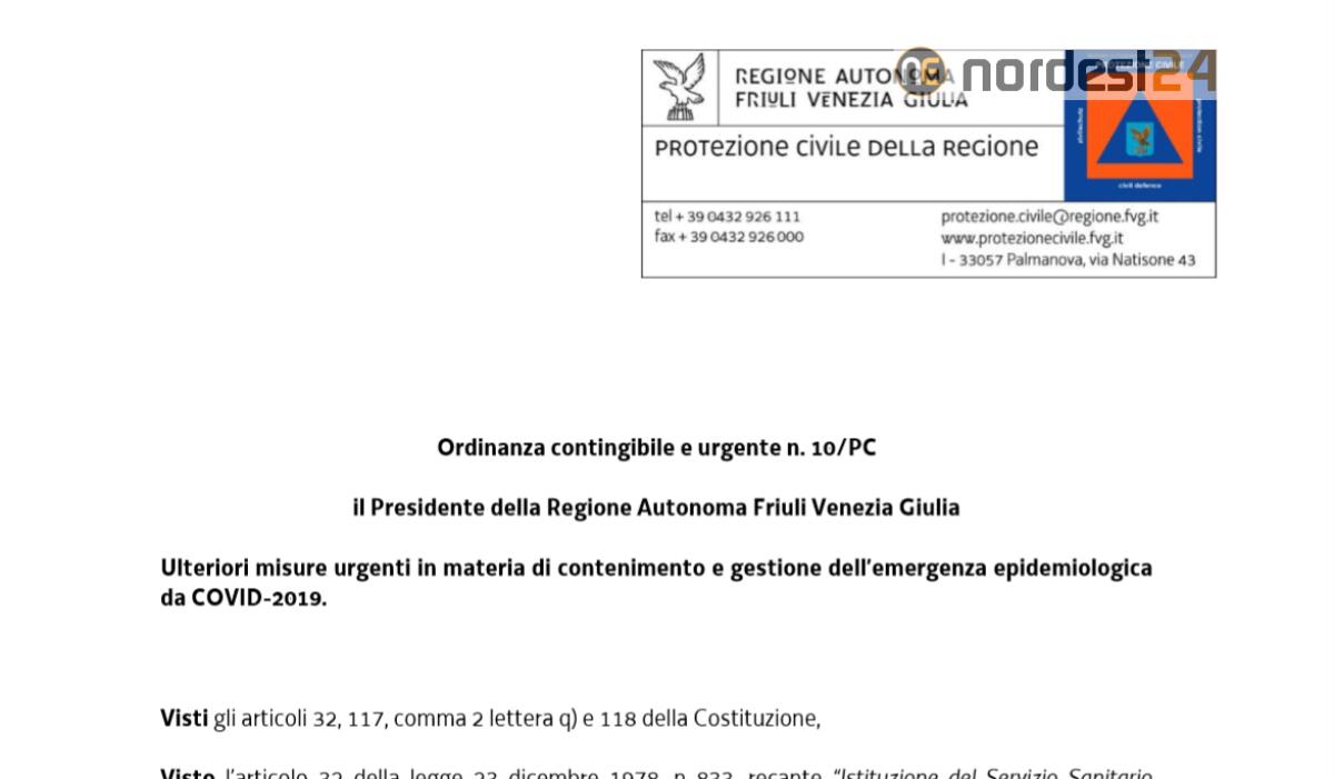 Scarica la nuova ordinanza di Fedriga in Fvg del 13/04/2020 - PDF - 