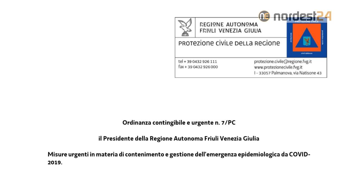 Fvg, scarica la nuova Ordinanza n. 7  Fedriga del 03/04/2020 - PDF - 