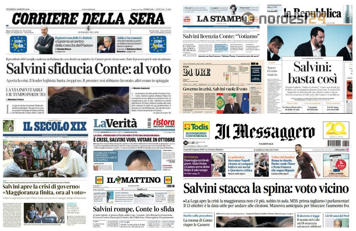 Prime pagine dei giornali in edicola oggi 12/04/2020 - 