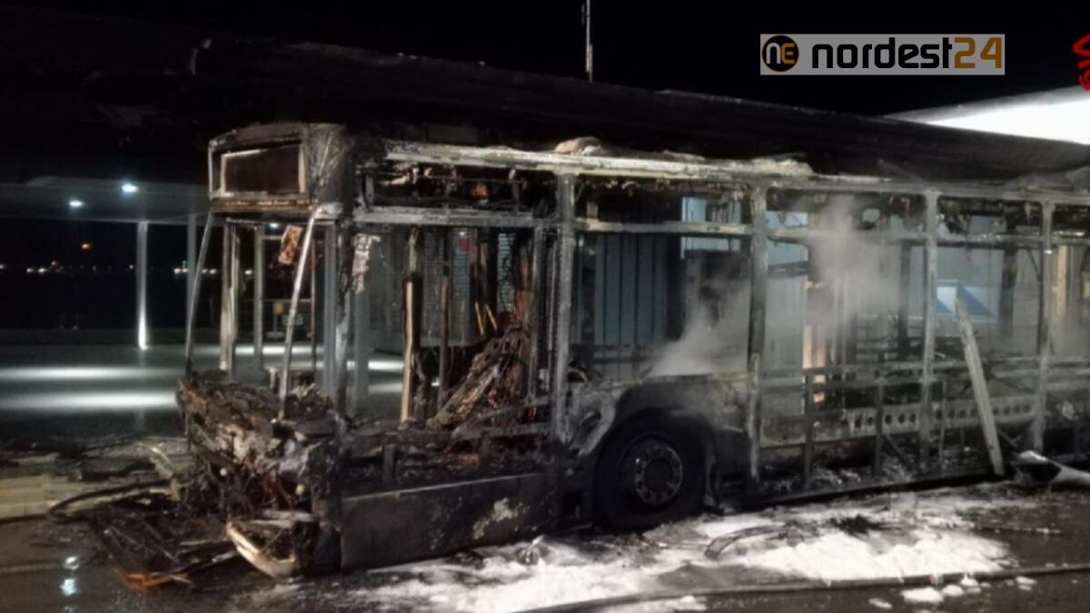 Incendio distrugge un autobus al Lido di Venezia - FOTO - 