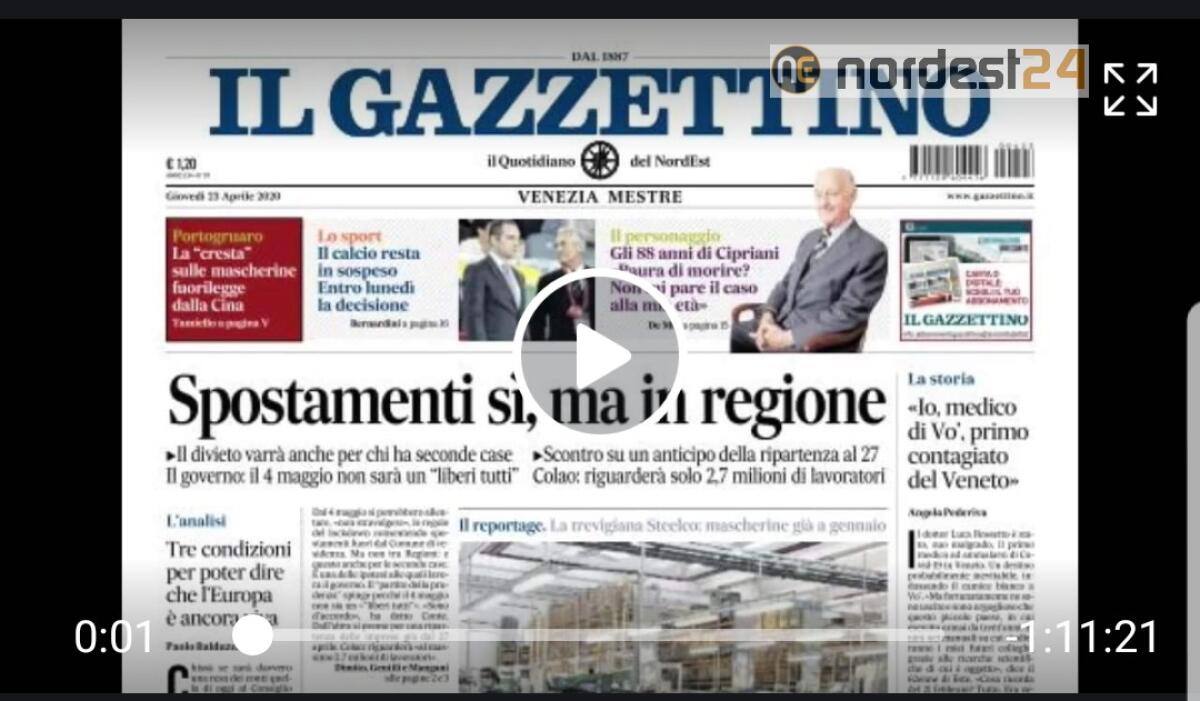 "Spostamenti sì, ma in Regione". Rassegna stampa del 23 aprile - 