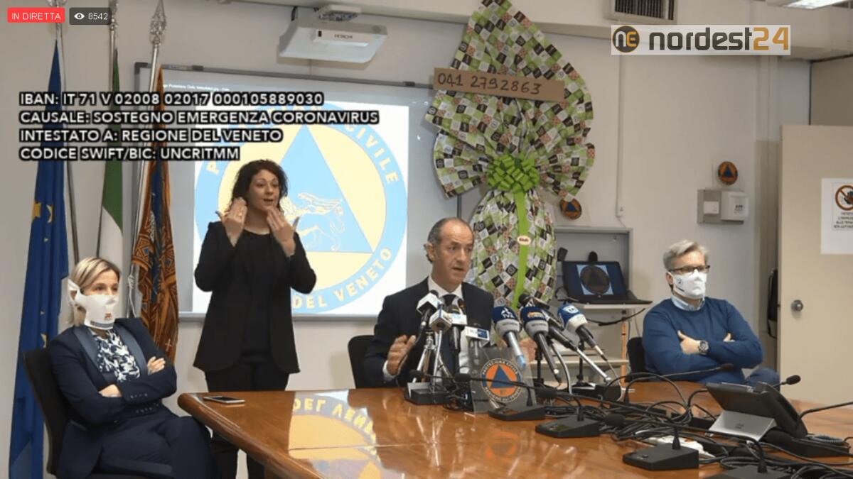Zaia, "in Veneto più di 250mila tamponi, la Campania solo 48mila: imparagonabili" - 