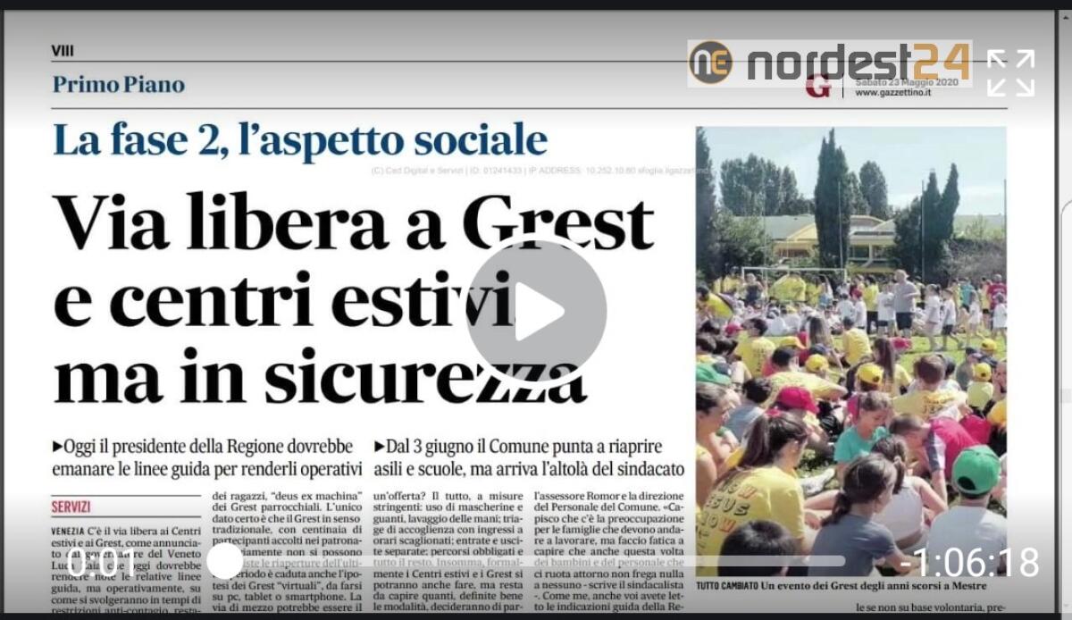 Centri estivi, c'è l'ok: siete d'accordo? Rassegna stampa 23 maggio - 