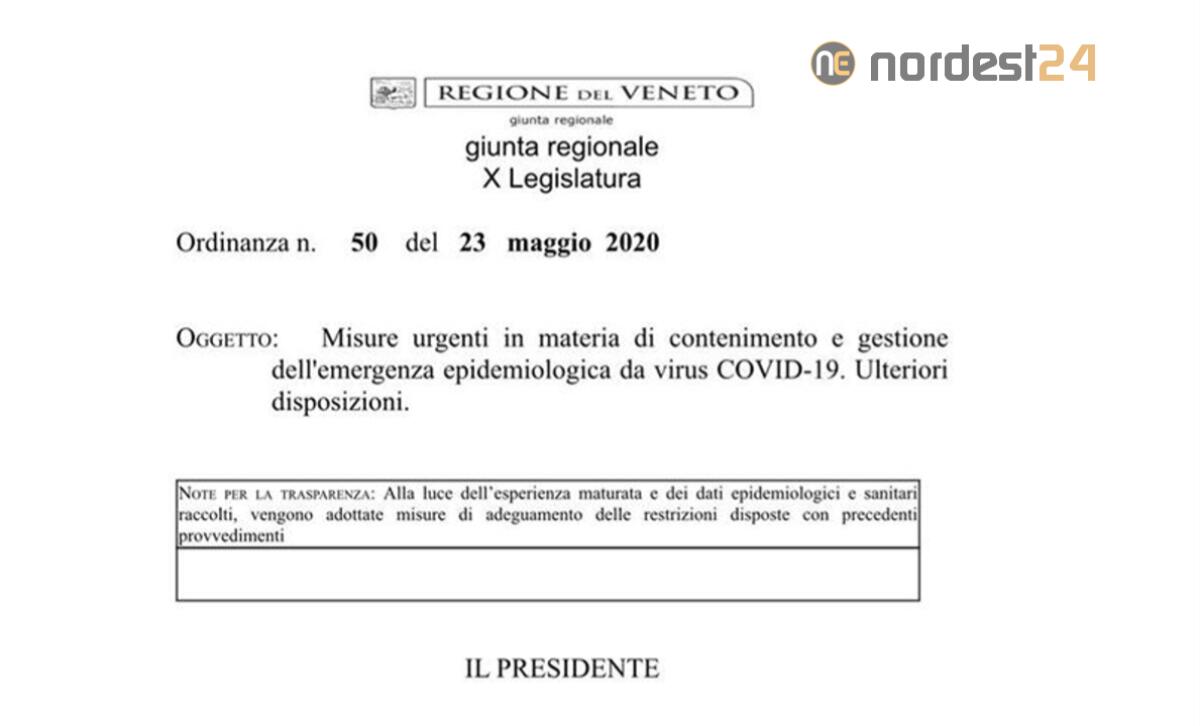 Nuova Ordinanza di Zaia in Veneto: scarica PDF 23/05/2020 - 