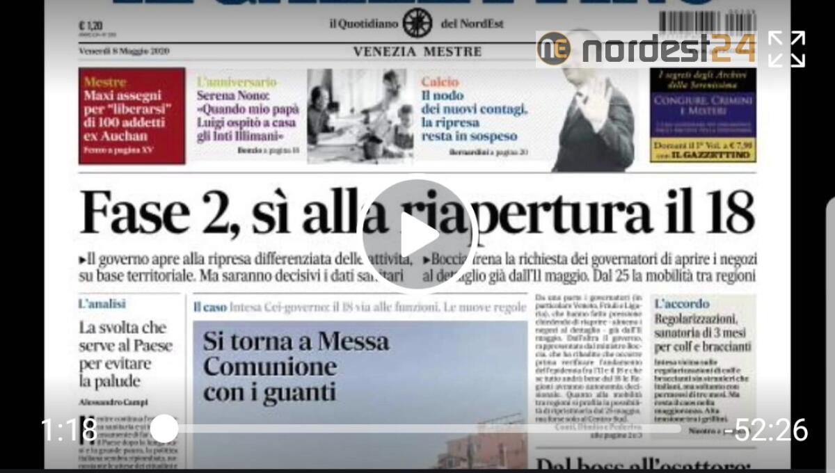 Fase 2: "sì alla riapertura il 18". Rassegna stampa 8 maggio 2020 - 