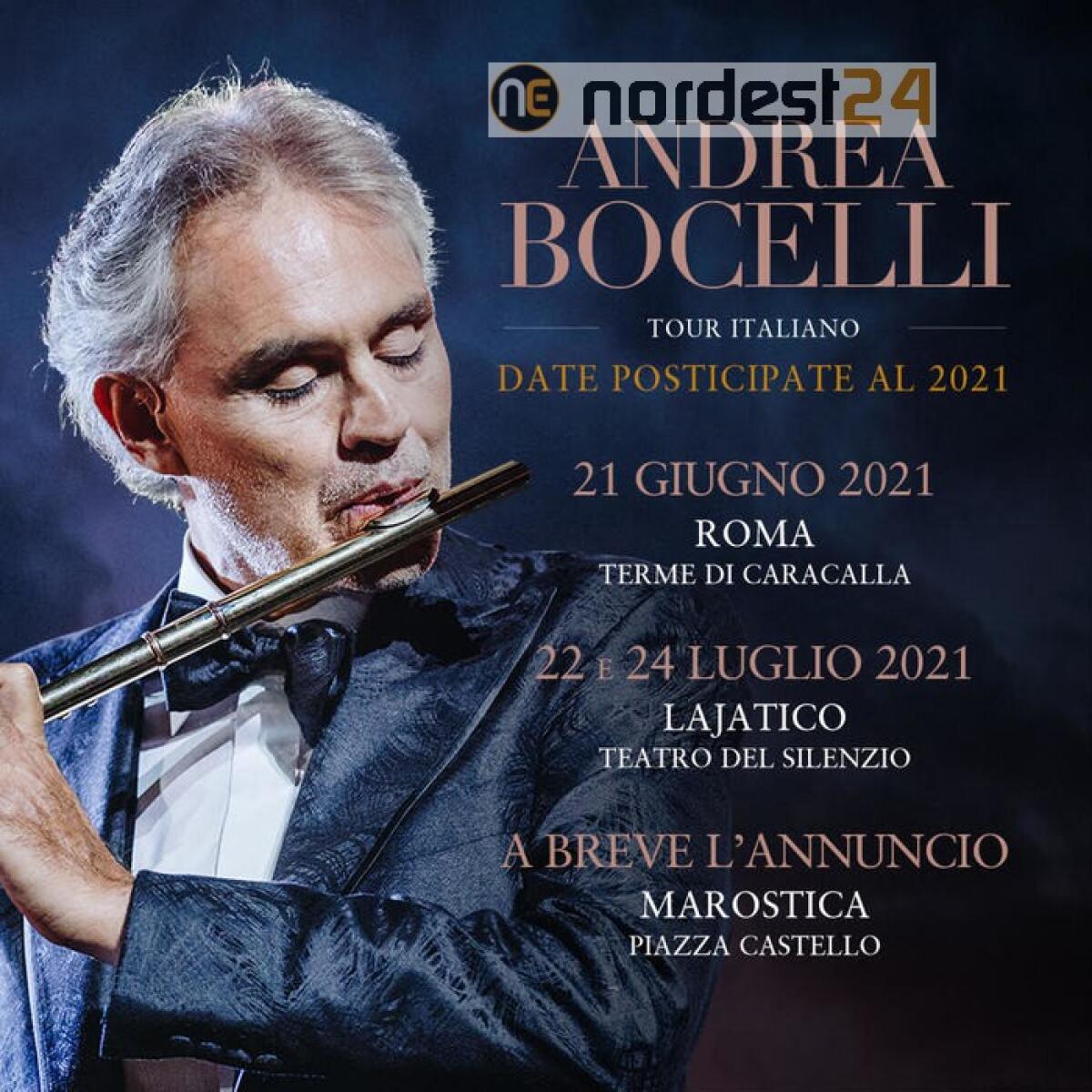Bocelli, rinviati al 2021 tre grandi eventi italiani - 