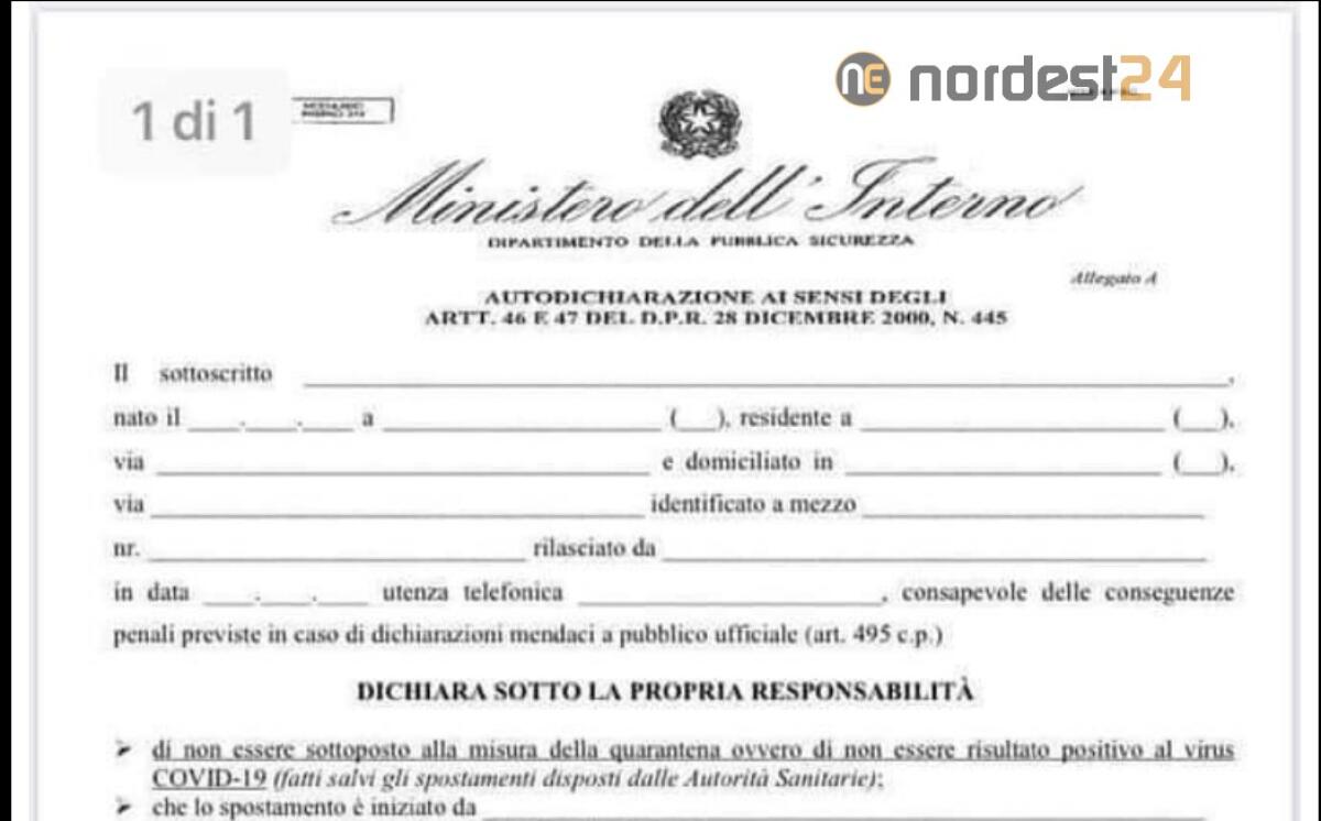 Nuova autocertificazione dal 4 maggio: il modulo aggiornato - PDF - 
