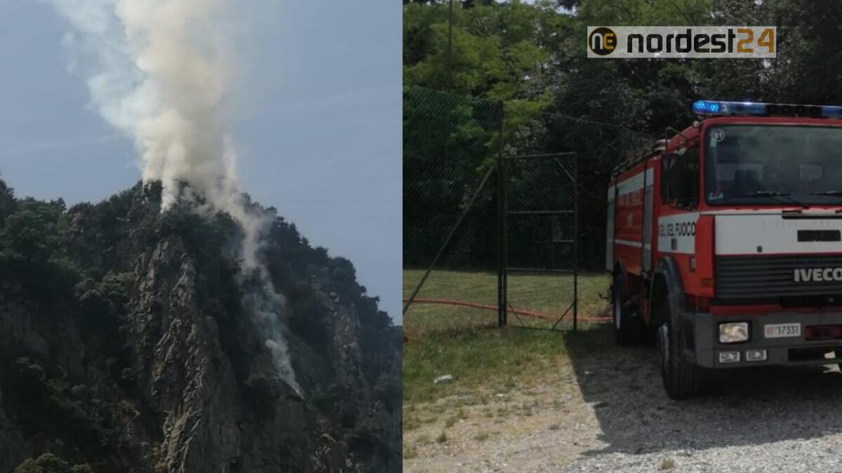 Teolo. Incendio a Rocca Pendice: bruciano i boschi dei Colli Euganei - 