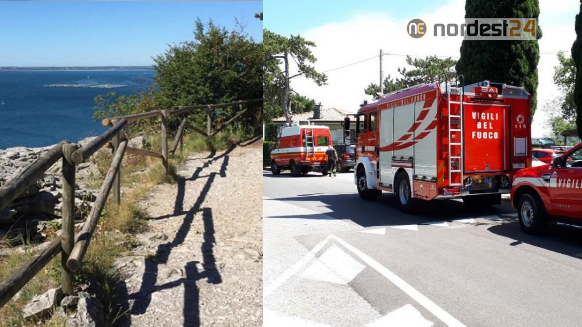 Duino. Precipita dal sentiero Rilke: cane salvato dai Vigili del Fuoco - 